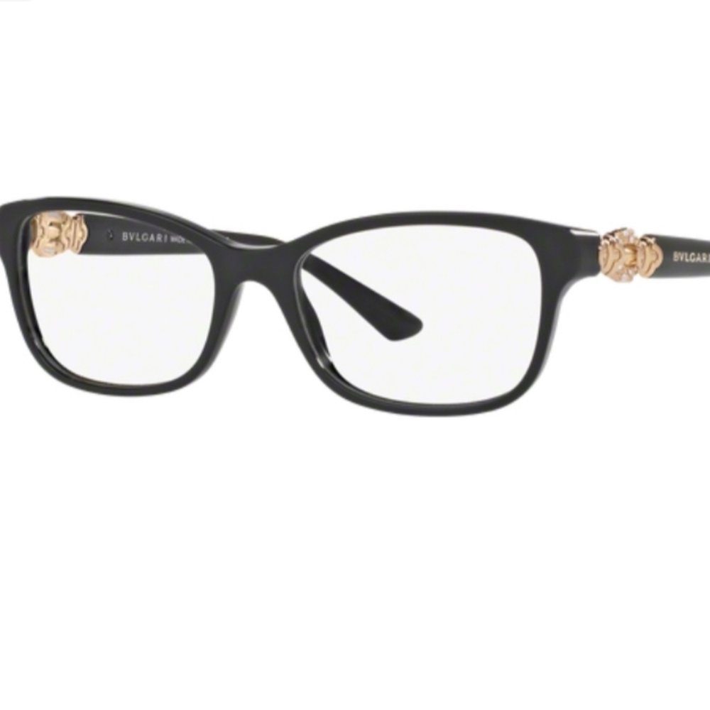Bvlgari Black Eyeglasses 4131-B 501 Gold & Crystal Embellishments 54-17-140 Case